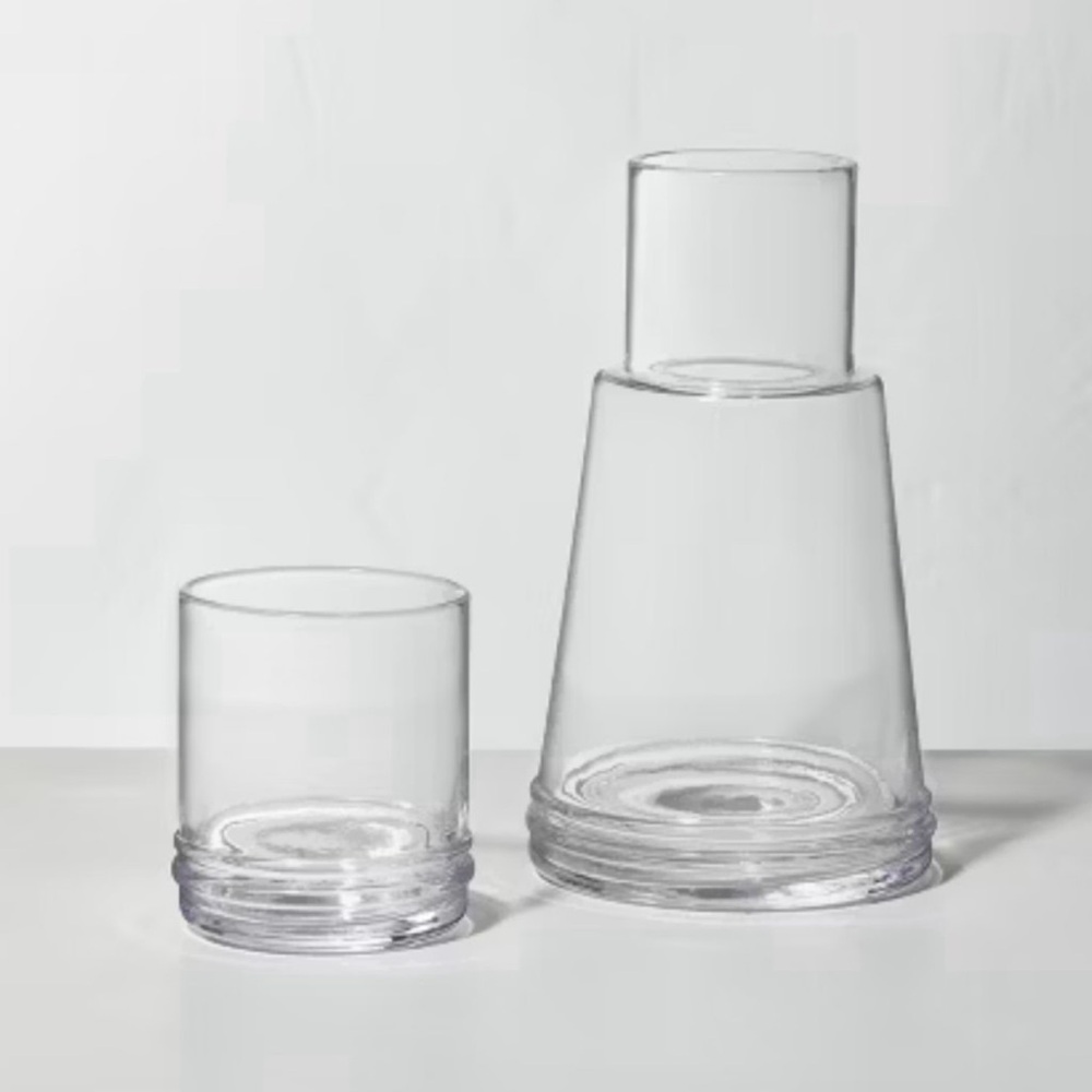 Hearth & Hand Magnolia Wine or Water 23.5oz Glass Carafe 2 Pc Set - New in Box